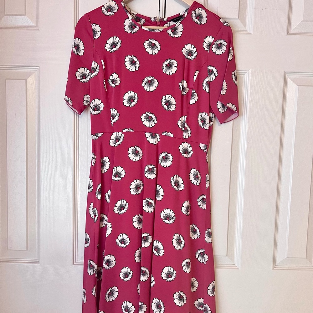 Ann Taylor Fuchsia Flowers Midi Dress